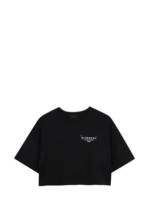 t-shir in cotone nera GIVENCHY KIDS | H3122409B